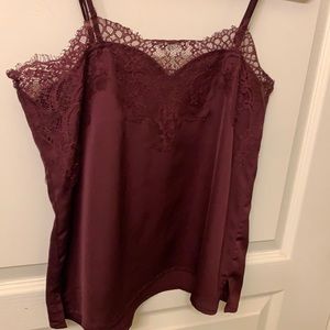 NWOT Lulus lace embroidered maroon spaghetti strap